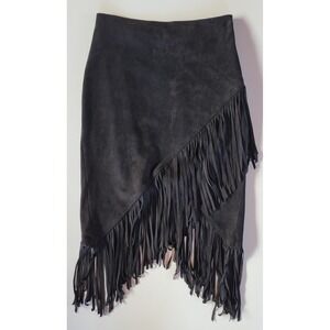 NWT Express Black Suede Fringe Skirt